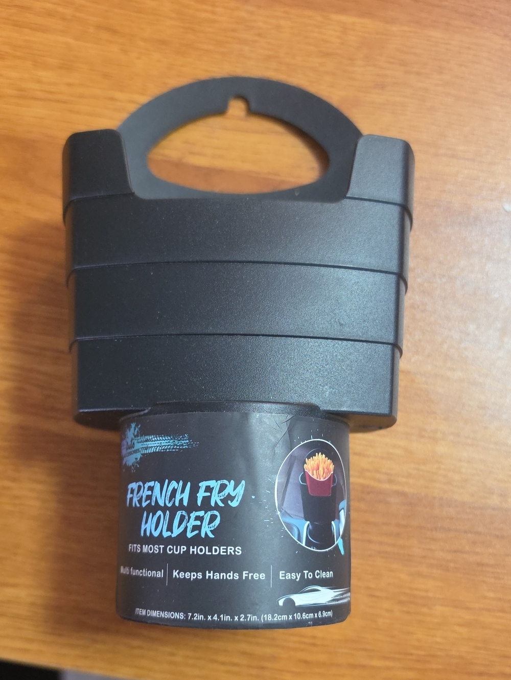 Black French Fry Holder - Portable Car Cup Holder Accessory